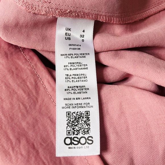 ASOS Off Shoulder Drape Faux Wrap Bell Sleeve Top Dusty Pink Size 0 - Picture 6 of 9